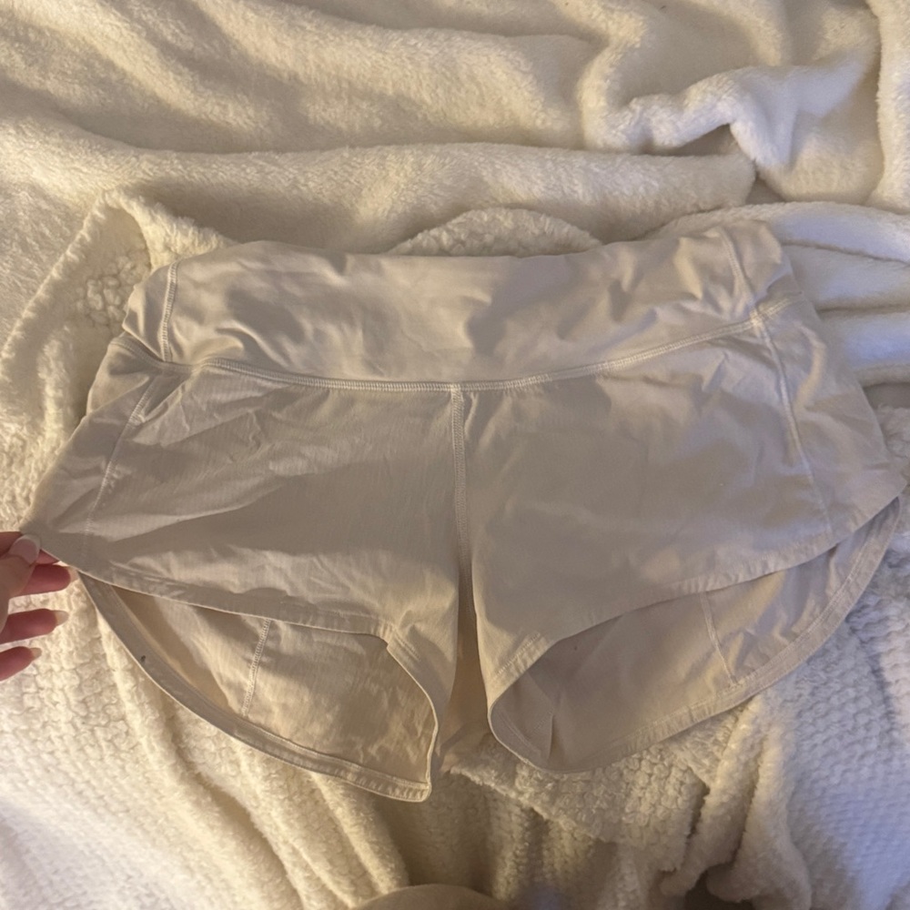 White lululemon speed up shorts size 6